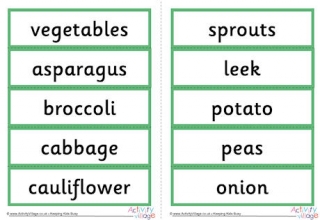 Vegetable Word Cards