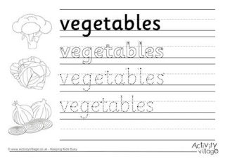 Vegetables Handwriting Worksheet