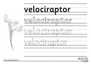 Velociraptor Handwriting Worksheet