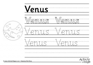 Venus Handwriting Worksheet