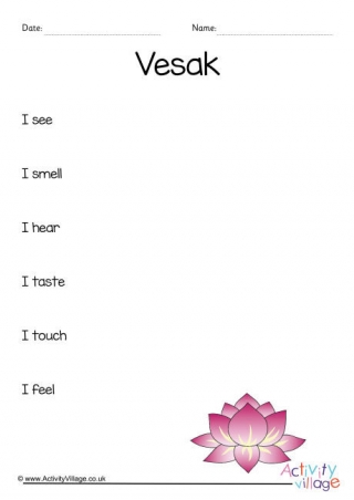 Vesak Sensory Poem Planning Sheet