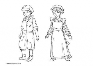 Victorian Poor Children Colouring Page