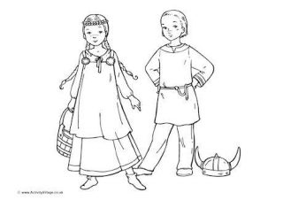 Viking Children Colouring Page