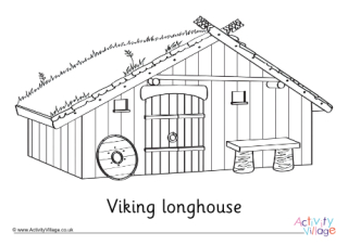 Viking Longhouse Colouring Page