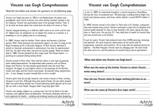 Vincent van Gogh Comprehension