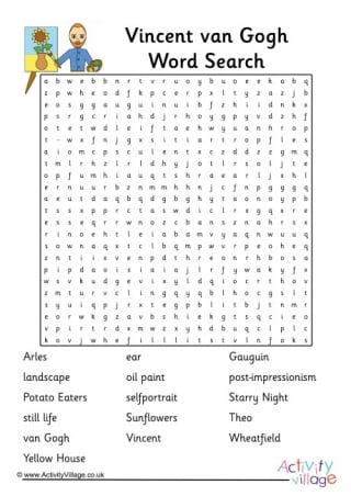 Vincent van Gogh Word Search