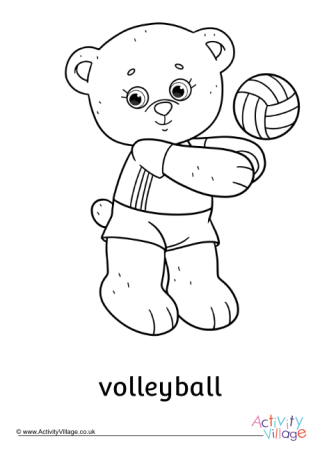 Volleyball Teddy Bear Colouring Page