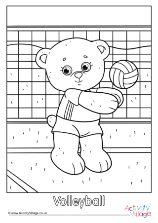 Volleyball Teddy Bear Colouring Page 2