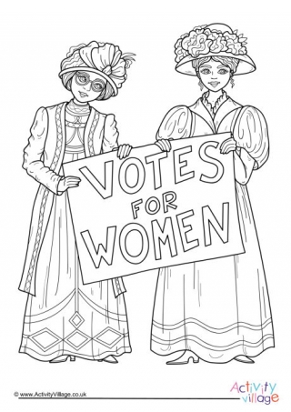 Votes for Women Colouring Page