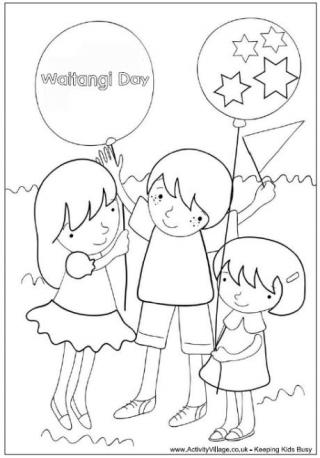 Waitangi Day Party Colouring Page