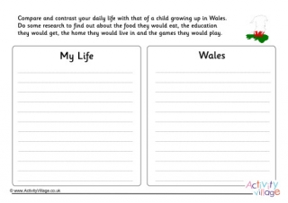 Wales Compare And Contrast Worksheet