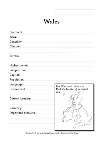 Wales Fact Worksheet