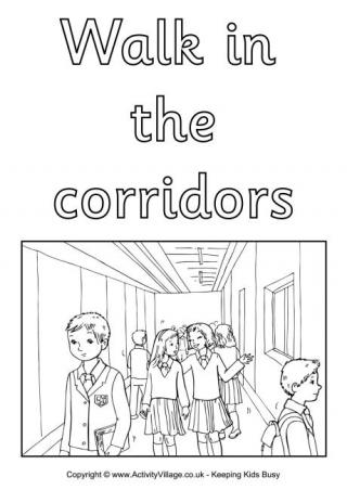 Walk in the Corridors Colouring Poster