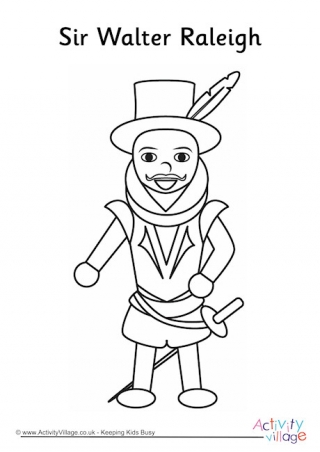 Walter Raleigh Colouring Page