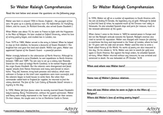Walter Raleigh Comprehension