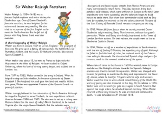 Walter Raleigh Factsheet