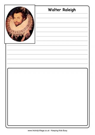 Walter Raleigh Notebooking Page