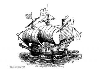 Walter Raleigh Ship Colouring Page