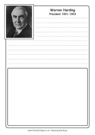 Warren Harding Notebooking Page