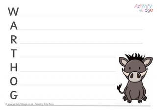 Warthog Acrostic Poem Printable