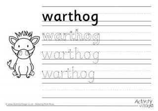 Warthog Handwriting Worksheet