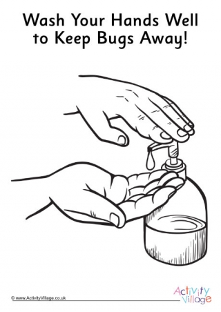 Wash Your Hands Well Colouring Page