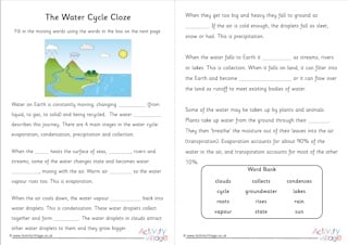 Water Cycle Cloze