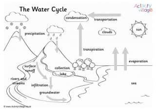 Water Cycle Colouring Page 1