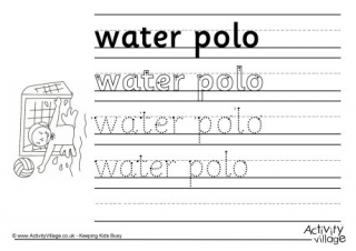 Water Polo Handwriting Worksheet