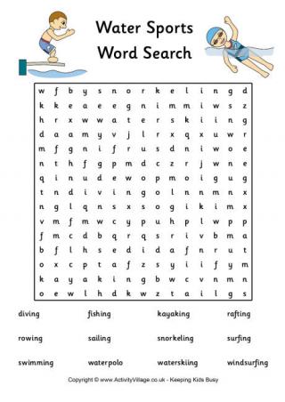 Water Sports Word Search