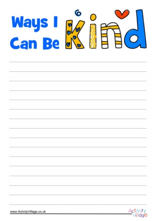 Ways I Can Be Kind Writing Paper
