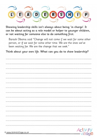 Ways I Can Show Leadership Worksheet