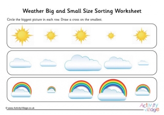 Weather Big and Small Size Sorting Worksheet
