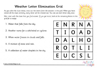 Weather Letter Elimination Grid
