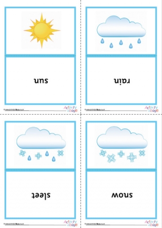 Weather Picture Flash Cards Double-sided