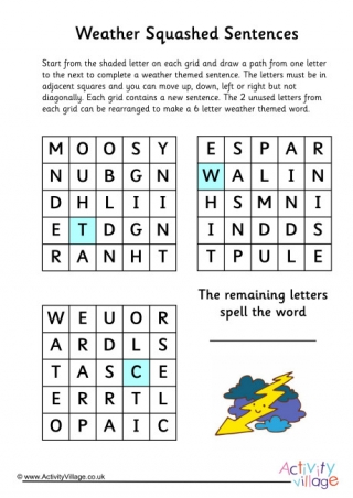 Weather Squashed Sentences Puzzle