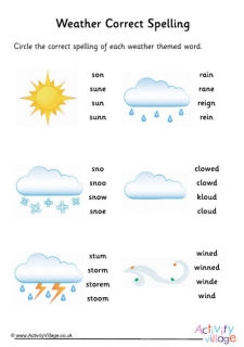 Weather Vocabulary and Spellings