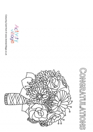 Wedding Bouquet Colouring Card