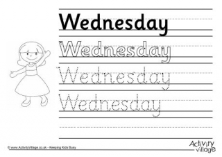 Wednesday Handwriting Worksheet