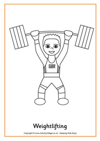 Weightlifting Colouring Page