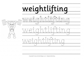 Weightlifting Handwriting Worksheet
