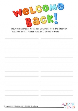 Welcome Back How Many Words