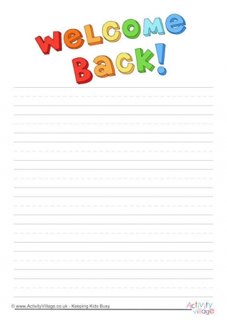 Welcome Back Writing Paper