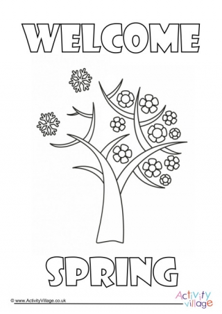 Welcome Spring Colouring Page