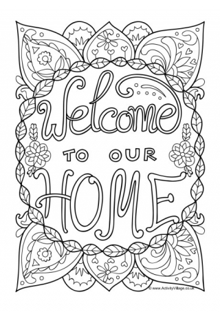 Welcome To Our Home Colouring Page