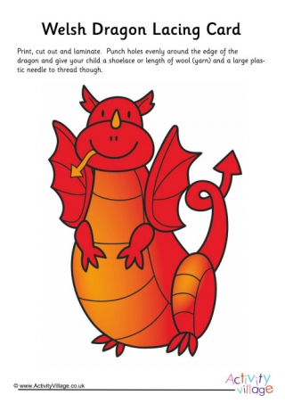 Welsh Dragon Lacing Card