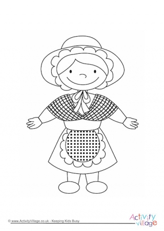 Welsh Girl Colouring Page