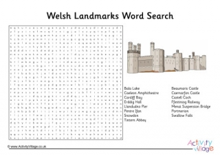 Welsh Landmarks Word Search
