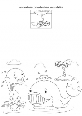Whales Colouring Card