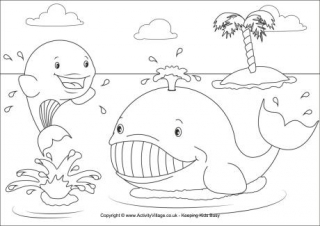 Whales Colouring Page